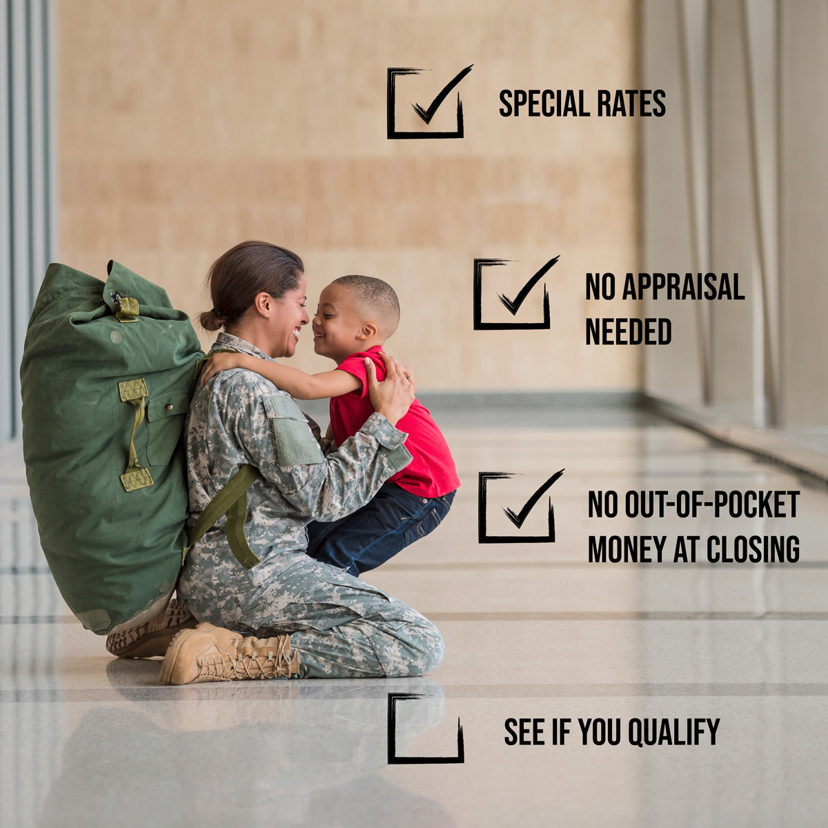 If you’ve served in the military, you might be able to refinance your home with a low-interest-rate loan. Call today to learn more about the benefits of a VA loan and see if you qualify. zcu.io/3ndk 

NMLS 32417, CA DRE Bkr 01247594, FL MBR2347, VA 5843, WA MB32417