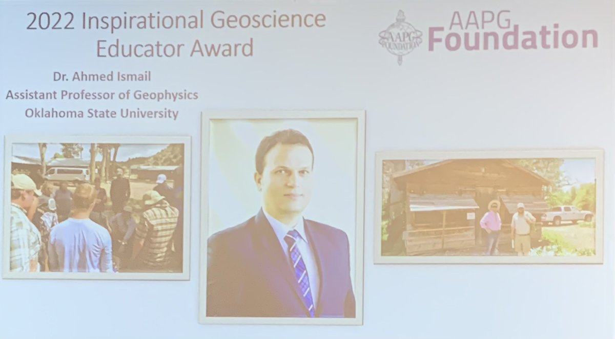 The <a href="/AAPGFdn/">AAPG Foundation</a> is proud to present to Oklahoma State University’s Dr Ahmed Ismail the 2022 Inspirational Geoscience Educator Award. Congratulations and thank you for investing in the future of #geoscience!  #IMAGE22