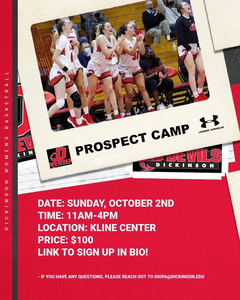 DickinsonColWBB's tweet photo. What’s the best way to spend a Sunday in October⁉️ With us in the Kline playing basketball 🏀 sign ups are now LIVE📲 click the link in our bio to register and we will see you 🔜 #ProspectCamp #Dson #RollDevs #DCWB https://t.co/IYCP7HiR0a