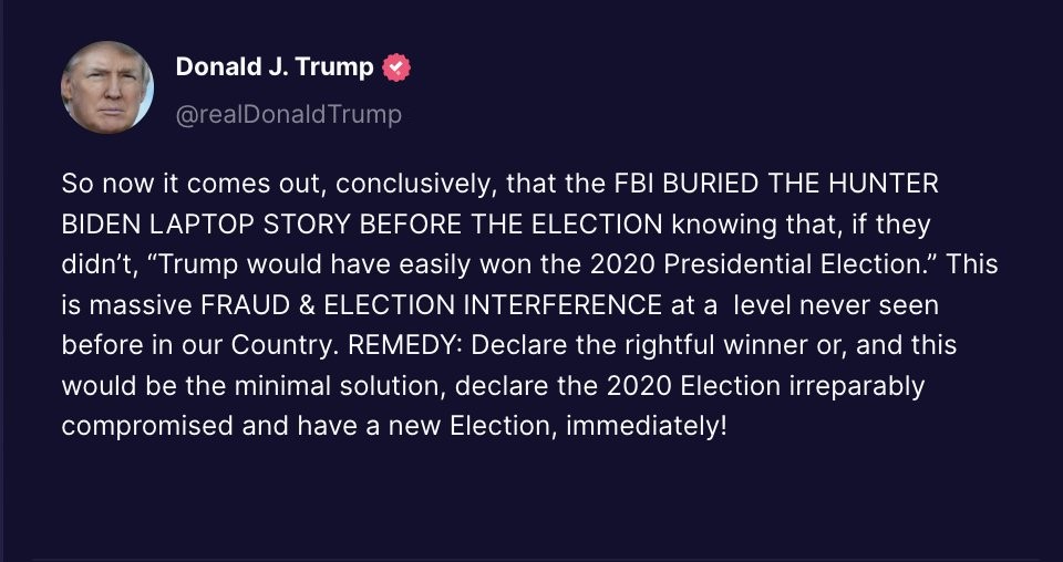 MrRitzer's tweet photo. Donald Trump demands reinstatement as rightful president or a new Election, immediately
https://t.co/NFRCd4i14a
https://t.co/w9G3NHosmV https://t.co/uFCBEwEuiP