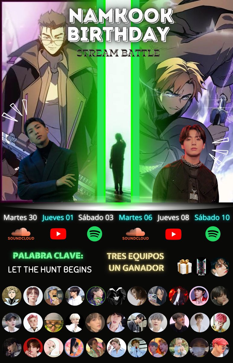 mel_jm_13's tweet photo. —⚔️— | STREAM BATTLE | —⚔️—
                   •𝗡𝗔𝗠𝗞𝗢𝗢𝗞•

Ven y participa en este gran enfrentamiento mañana 30 de Agosto con una duración de 6 días.

• Martes ⇄ Soundcloud
• Jueves ⇄ Youtube 
• Sábados ⇄ Spotify 

3 equipos, en el que sólo 1 ganará
@BTS_twt (+) ⬇️ https://t.co/pxoyHi5zUb
