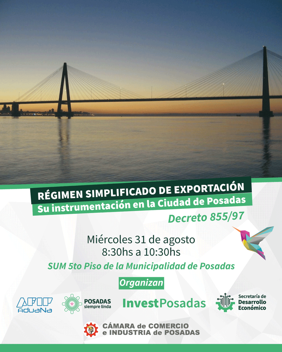 aguilarclaudiok's tweet photo. #InvestPosadas
Este miércoles 31, la Secretaría de Desarrollo Económico a través de la Dirección de Desarrollo Regional en conjunto con la @cciposadas y la ADUANA, ha organizado una capacitación sobre el régimen de exportación simplificado que rige en Misiones. @LaloStelatto https://t.co/fY40ir1Dud