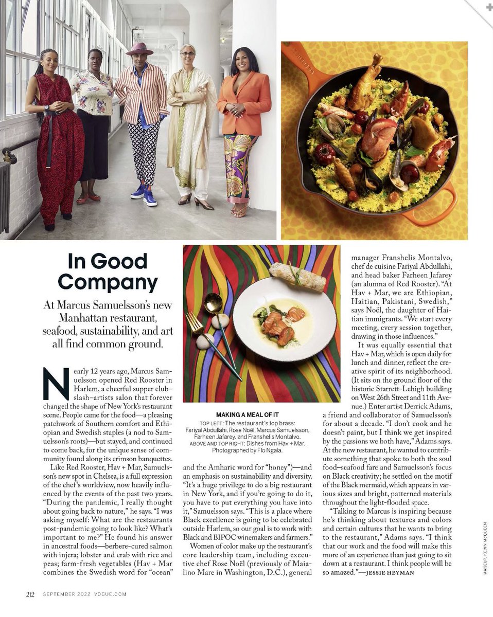 abankhead's tweet photo. The news is out – in this month's incredible @voguemagazine, no less! I’m thrilled to officially announce the next restaurant by @MarcusCooks will be opening soon in Chelsea, NYC called @havandmar. Creative Director — me. 📸 @FloNgala https://t.co/W6vvm4Ufcc