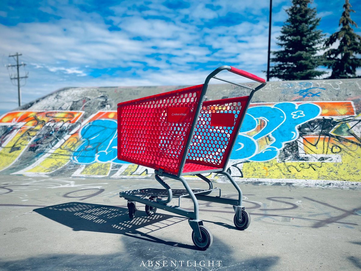 Spotted at the skate park in Spruce Grove. He never fit in with other carts. A bit of a loner, a rebel. He always knew he was meant for more than just rolling safely up and down the aisles of Value Village.. #abandonedshoppingcartsyeg <a href="/sonic1029/">SONiC 102.9</a>