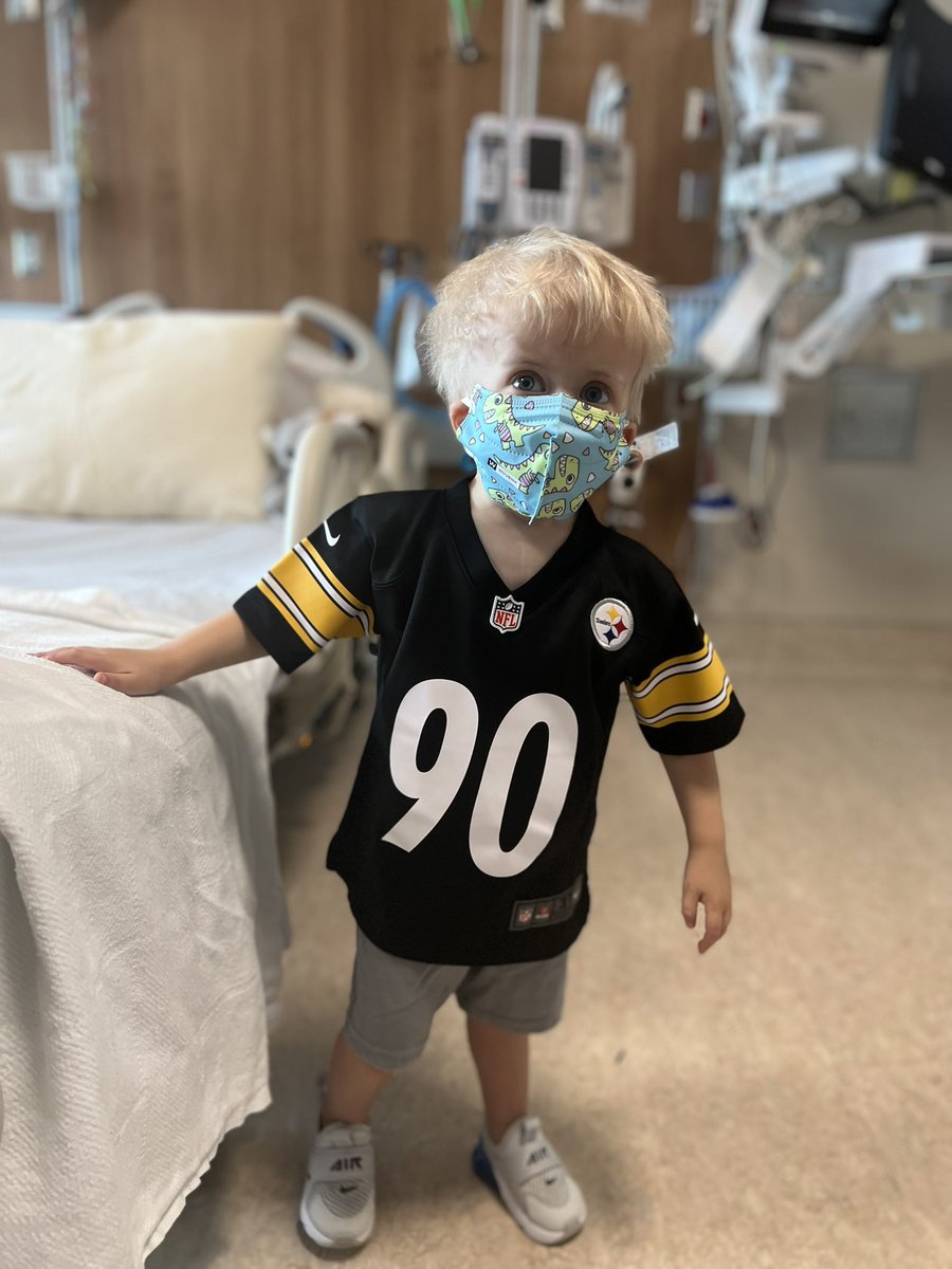 DaveKirk44's tweet photo. @JJWatt meet our son Talon who recently received a life saving transplant and who hopes to attend a @steelers game one day when his immune system develops thanks to his transplant. Talon recently sent you a letter sharing his story in hopes you'll be able to help. https://t.co/dtpxUn7Slv
