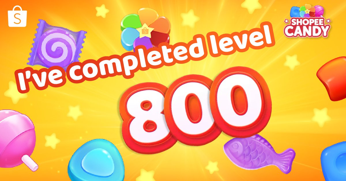 daddymommy4ever's tweet photo. I've completed Level 800 on Shopee Candy! Join me in matching candies to win coins, vouchers and more! https://t.co/YiIfA8szY7 https://t.co/zFWHHQAilS
