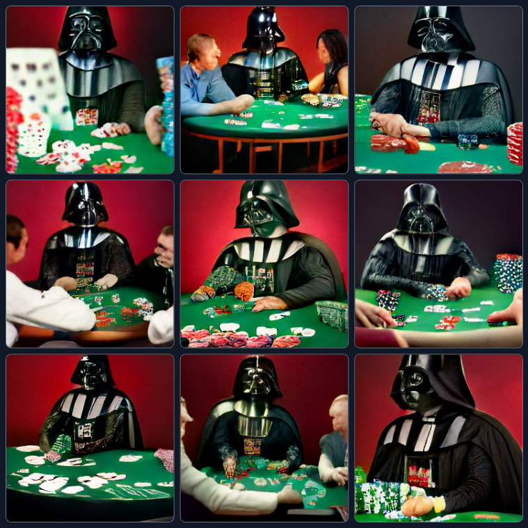 DeconGaming's tweet photo. For today's #CraiyonCreations image, #DarthVader pauses to play a #CardGame for #AccordingToHoyleDay. Here #Craiyon shows #Vader #PlayingCards with friends & foes. #Poker, #Blackjack, #Sabacc, or #Pazaak are all great #CardGames options to play.
#StarWars #StarWarsCraiyon https://t.co/hsuSGSfEkH