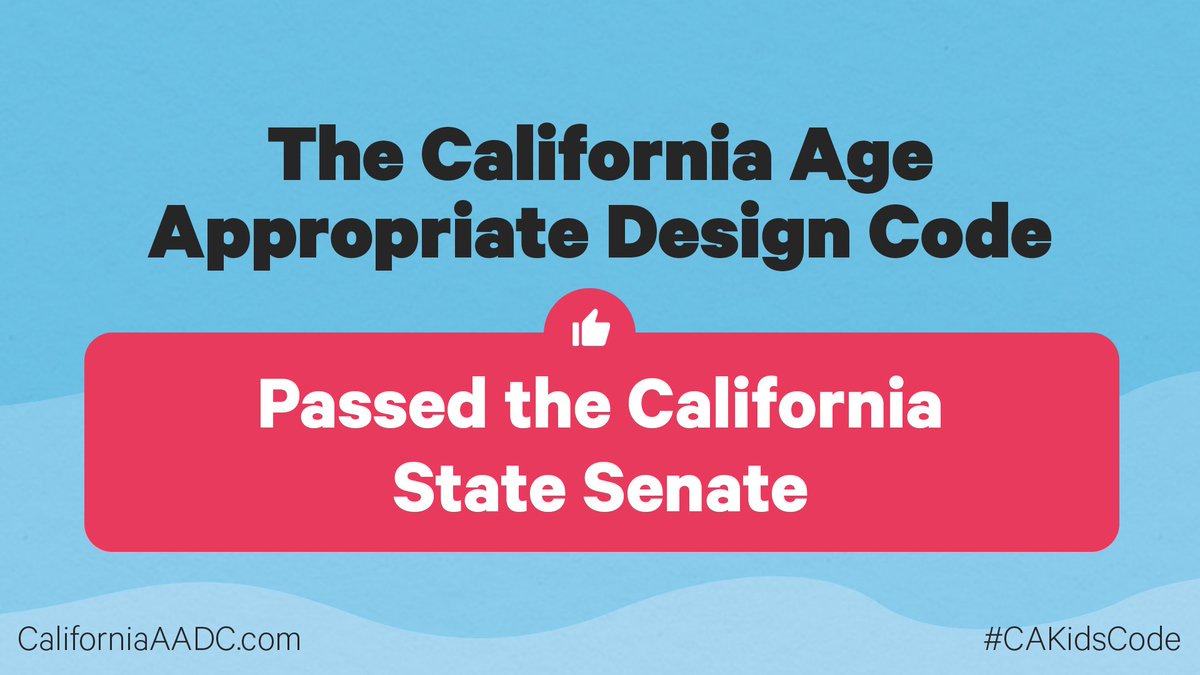 BREAKING: The California State Senate has passed the #CAKidsCode. This is a huge step forward—a first-of-its-kind measure in the U.S. to protect the safety of children and teens online.