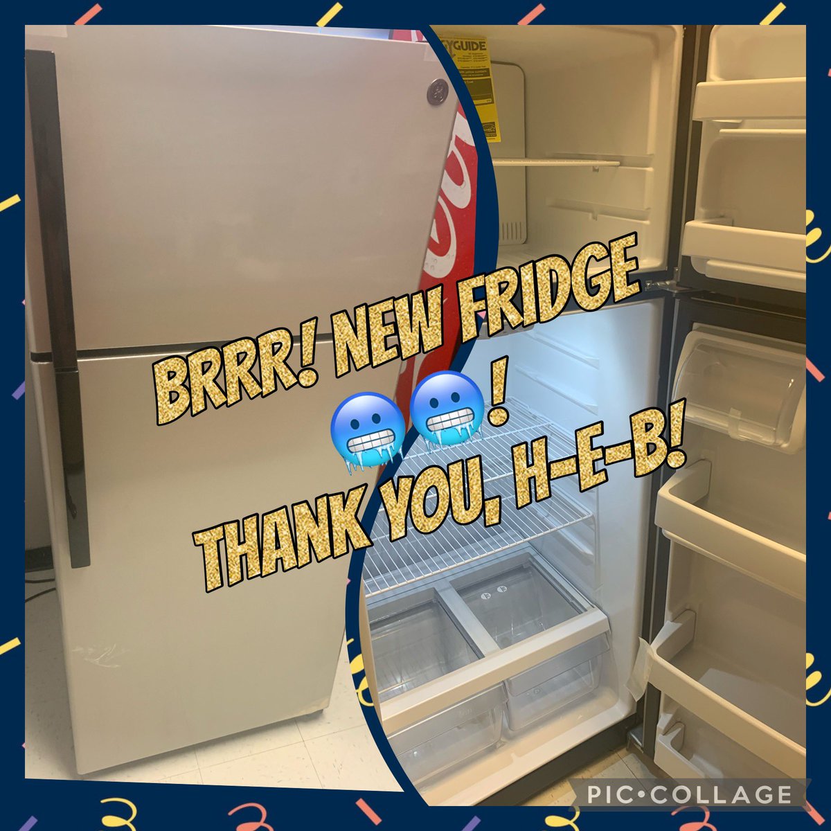 The @HEB Adopt-A-School program has done it again! Thank you for the new upgrade in our teacher’s lounge. We appreciate your generosity! 🔥💙💚🖤❤️🔥