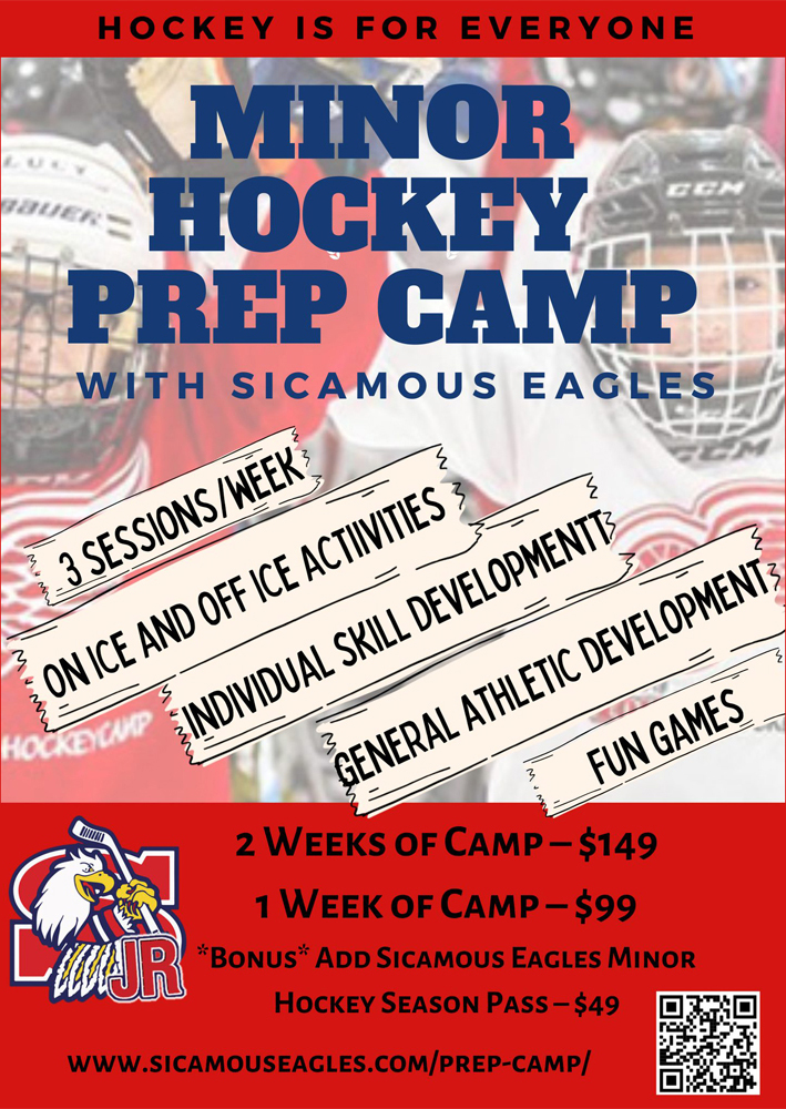 Sicamous_Eagles's tweet photo. We are happy to bring you, Eagles Minor Hockey Prep Camp! Skill work, athletic development and having fun are on the agenda, led by Eagles coaching staff and players. Click here for dates, info and registration: https://t.co/yvTQ89uzxd
#prepcamp #minorhockey @KIJHL @KijhlS https://t.co/NhBD1LWBpU