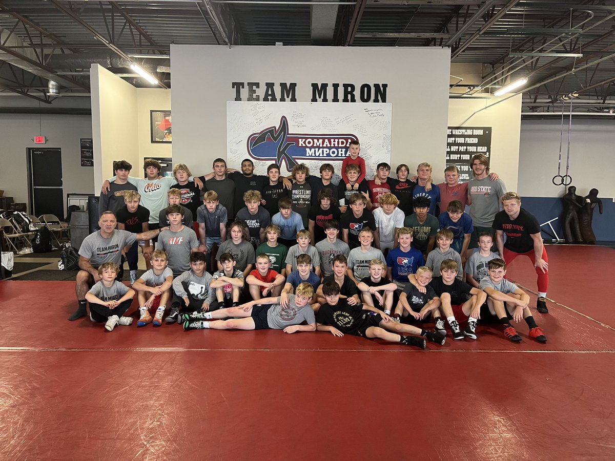 MironWrestling's tweet photo. Another great weekend camp! Thank you to our special guest clinician @CarsonKharchla - We also give a big thank you to more Buckeye guest clinicians @dylan_demilio and @NicholasBoykin on Saturday! https://t.co/H5rwP7dKkc
