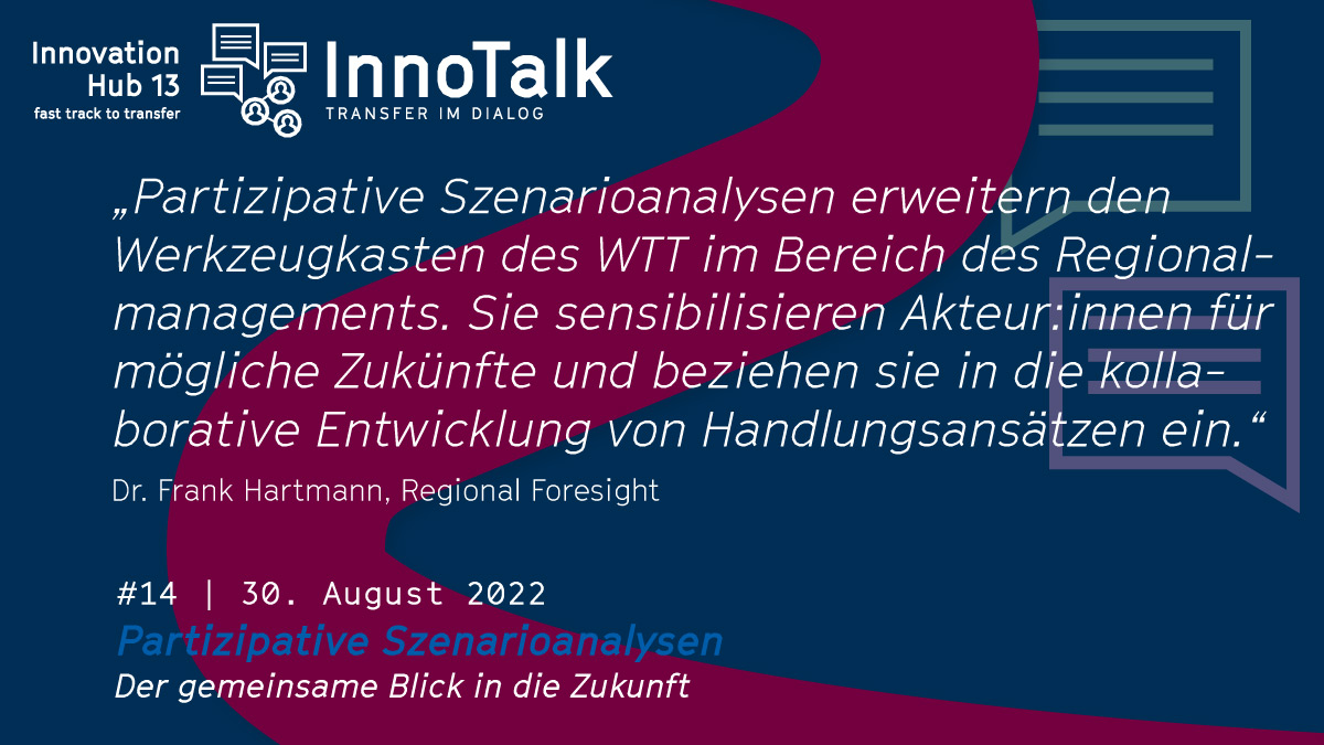 innohub13's tweet photo. Blick in die #Zukunft! Das Team #RegionalForesight der @TH_Wildau spricht beim #InnoTalk über komplexe Hintergründe + Entwicklungen der Szenarioanalysen eines Weltraumbahnhofs und Hochgeschwindigkeitssystems für die Flughafenregion #BER. #future #impuls #innovativehochschule https://t.co/hye7vfCF05