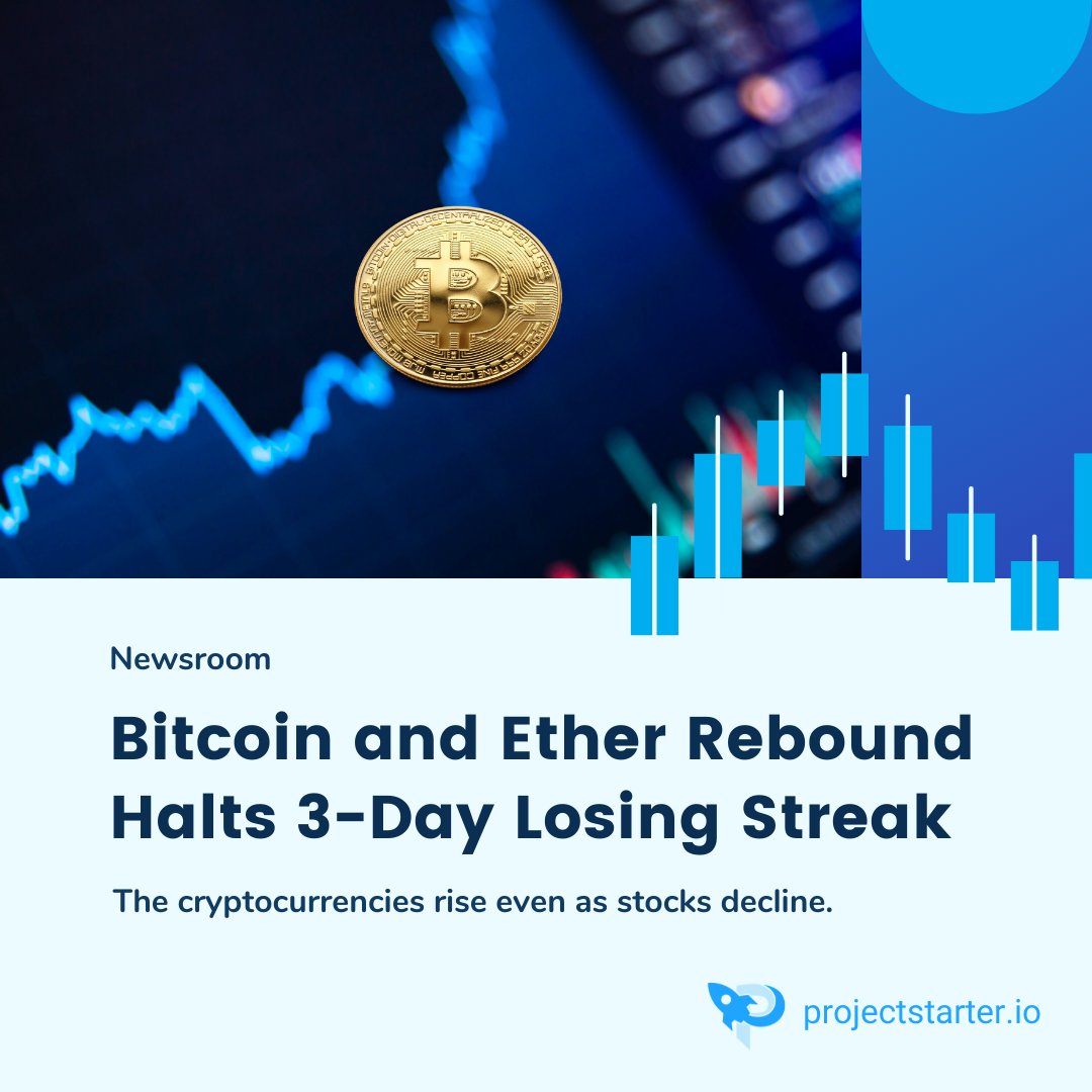 _projectstarter's tweet photo. Market Wrap: Bitcoin and Ether Rebound Halts 3-Day Losing Streak
The cryptocurrencies rise even as stocks decline.
Learn More: https://t.co/ouYtzXD5MS
#projectstarter #nft #crypto #cryptocurrency #cryptonews #cryptoworld #cryptoart #cryptoartist #cryptoinvestor #nft #nftart https://t.co/Nw0t9rBKdn