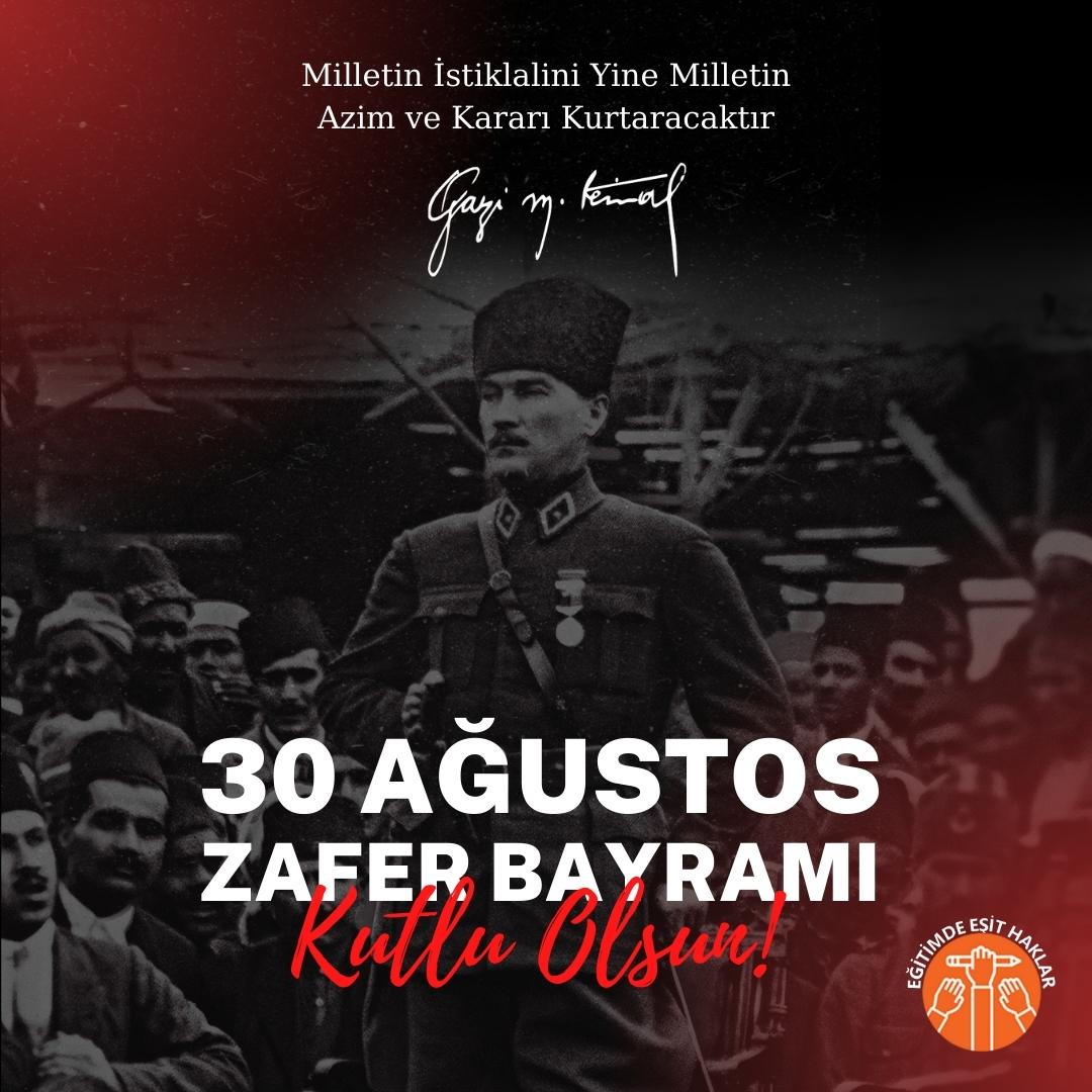 egitimdeesithak's tweet photo. Büyük zaferin 100. yıl dönümünde Gazi Mustafa Kemal Atatürk ve tüm kahramanlarımızı saygı ve minnetle anıyoruz. 30 Ağustos Zafer Bayramımız kutlu olsun! 

#30AğustosZaferBayramı https://t.co/PrKg95OMly