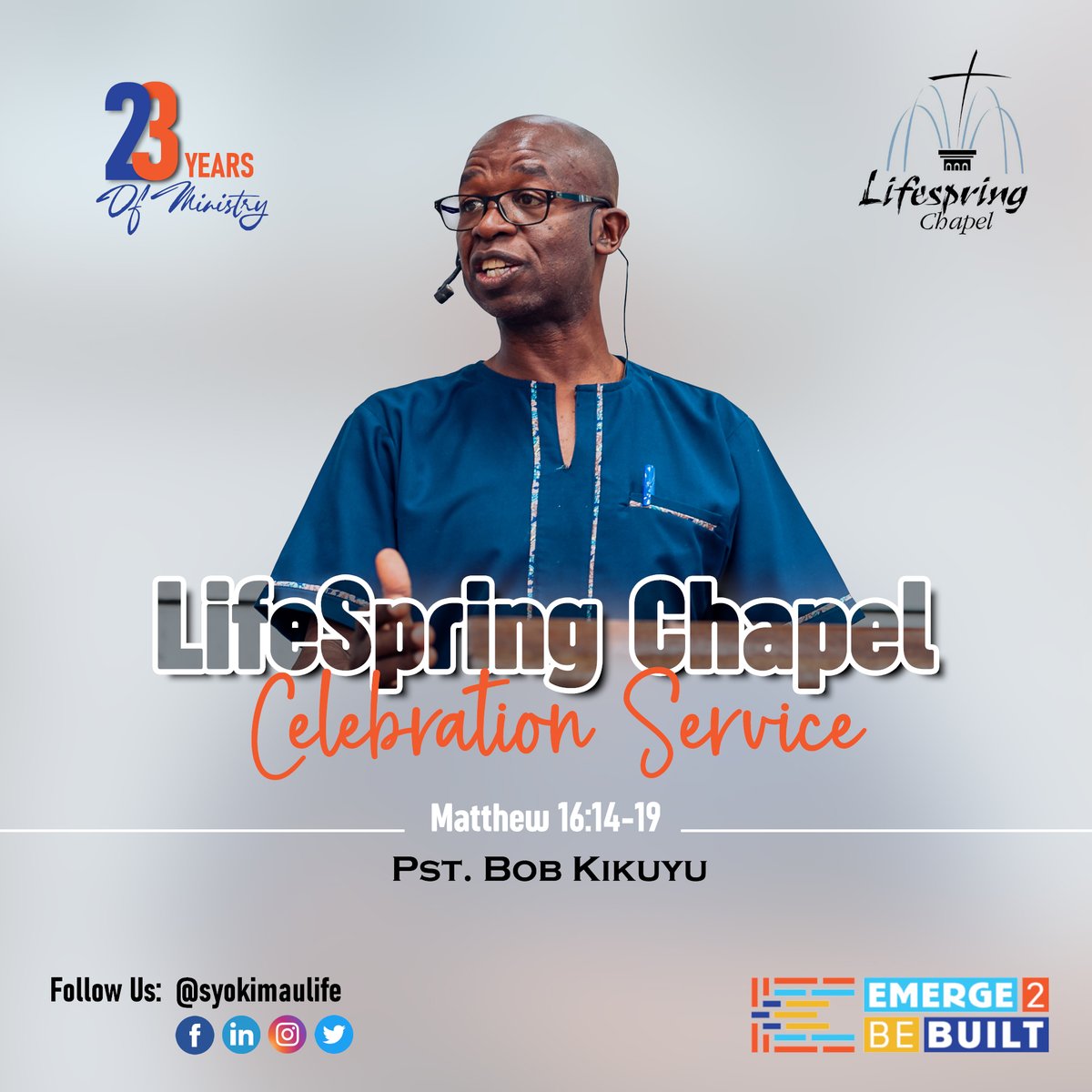 SyokimauLIFE's tweet photo. Lifespring Chapel celebrated 23 years of ministry where milestones achieved were shared. Our focus however, is on ways we can count them.
1. We should have reference points(people or events),that were/have been/are instrumental to our journeys.
#Emerge2022 #Emerge2BeBuilt https://t.co/f6GPxlCcxF