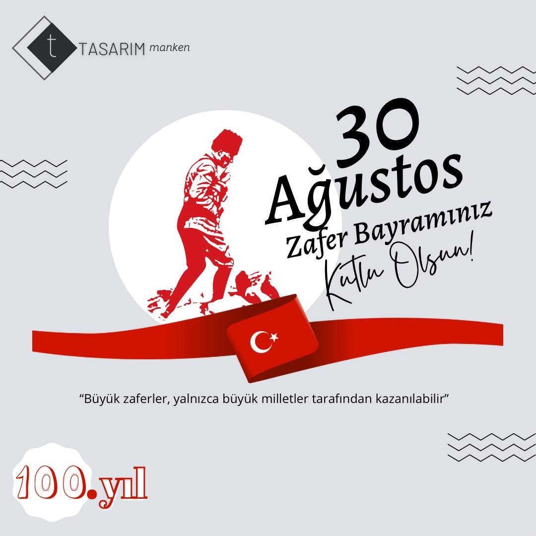 Bazen zaferler, bir ülkenin
kaderini belirler.
30 Agustos Zaferi'nin 100. yıl dönümünde basta Gazi
Mustafa Kemal Atatürk ve silah arkadaşları olmak üzere tüm kahramanlarımızı  saygı, rahmet ve minnetle anıyoruz.🇹🇷 #30AgustosZaferBayrami