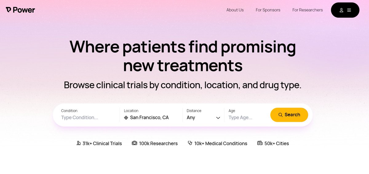brandonhli's tweet image. 1/ I'm excited to publicly talk about Power (withpower.com) for the first time
At Power we believe that clinical trials should be accessible for any patient in need -- not just those with top doctors to help them out