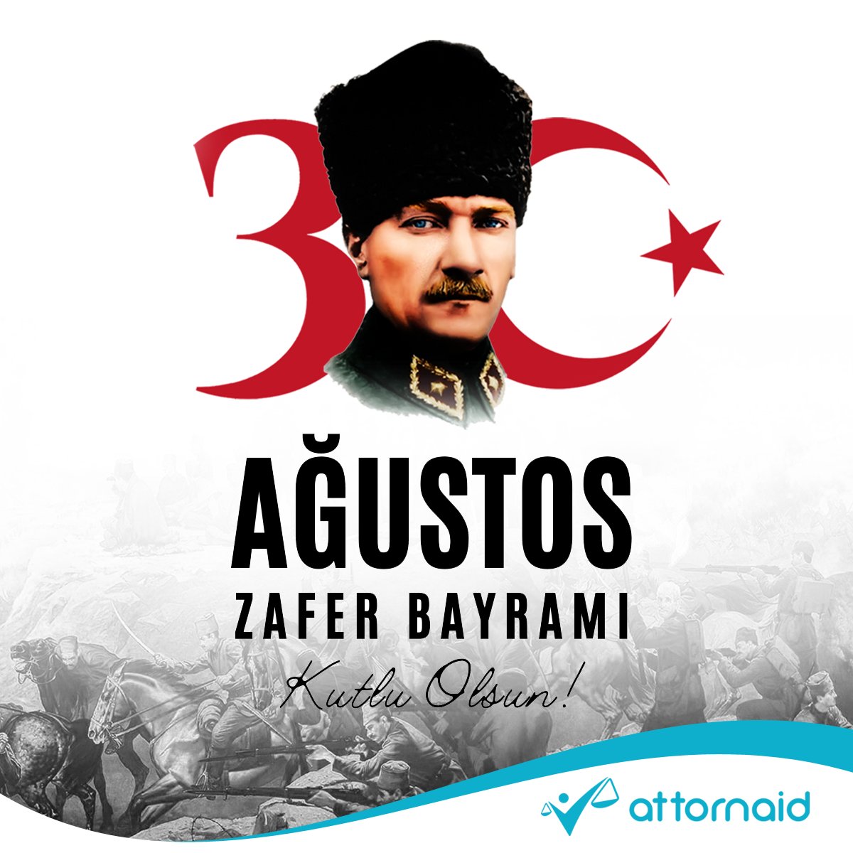 30 Ağustos Zafer Bayramımızın 100. yılında Gazi Mustafa Kemal Atatürk ve tüm kahramanlarımızı saygı, sevgi ve minnetle anıyoruz. #30AğustosZaferBayramı