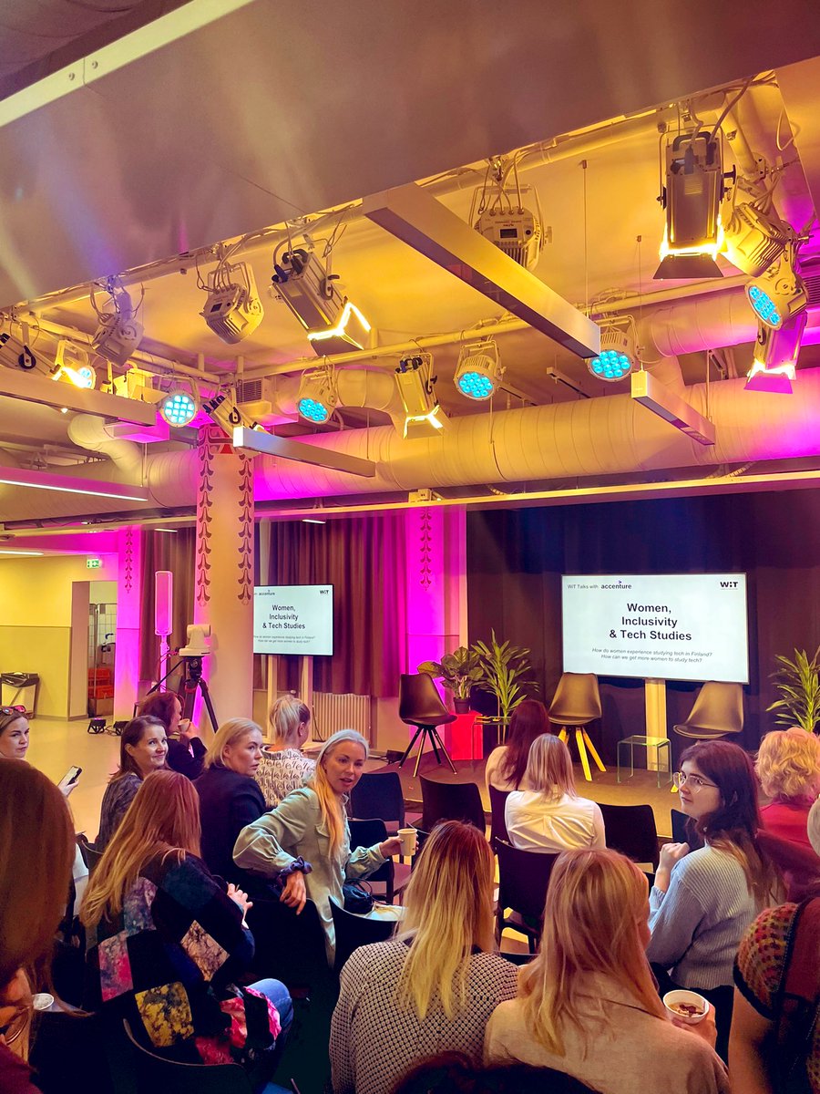 Good morning from <a href="/MariaZeroOne/">Maria 01</a>. Here for the @womenintechfi x <a href="/AccentureFI/">Accenture Finland</a> event. On the agenda: Findings from How women experience studying tech, and what is the state of inclusion in their school cultures - survey.💡 <a href="/PiaErkinheimo/">Pia Erkinheimo</a> <a href="/MeskanenP/">Pauliina Meskanen🌍</a> <a href="/ToukoApajalahti/">Touko Apajalahti</a> <a href="/PirjoRiina/">®️iina Virtanen</a> 💪