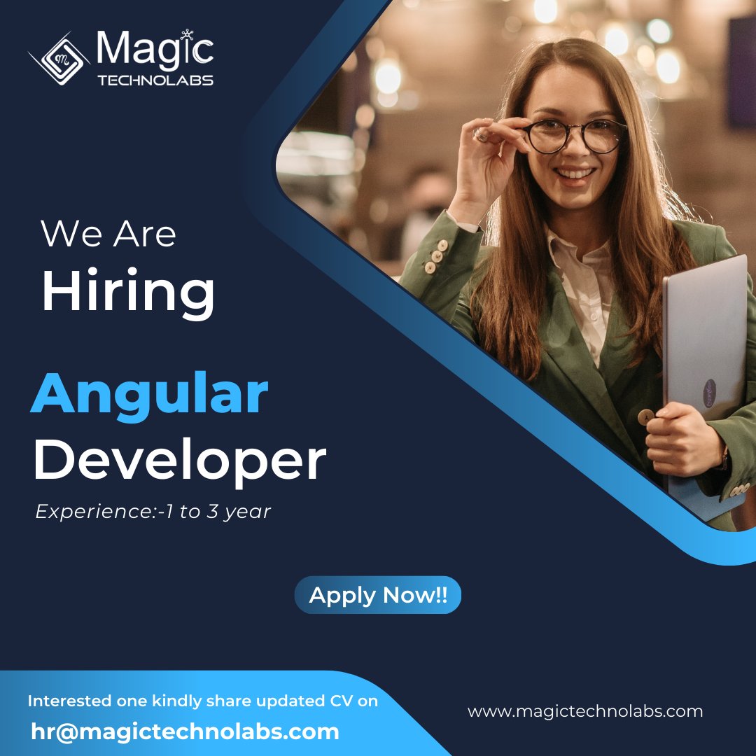 MagicTechnolabs's tweet image. Hello Connections

We are #hiring for #Angular_Developer , If anyone is #lookingforjob then please drop CV at hr@magictechnolabs.com

#references are most welcome.

#hrhiring #jobalert #jobseeker #angular #angulardeveloper #angulardevelopers #ahmedabadjobs #angularjs
