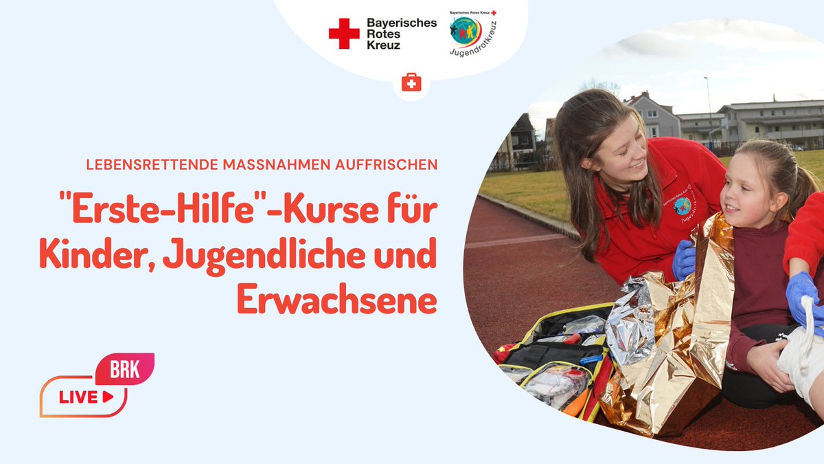 🚑🩹 Kostenloser Onlinekurs mit <a href="/JRK_Bayern/">JRK Bayern</a> für Jugendliche: Wichtige Tipps und Tricks für Schülerinnen und Schüler, die Leben retten können! #WEHT2022

📅 10.09.2022
🕐 13:00-13:45

🔴Mehr: go.brk.de/WEHT2022