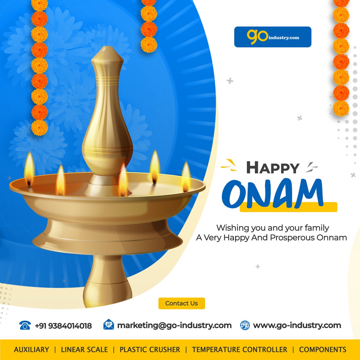 go_industry's tweet photo. On this joyous occasion of Onam, I wish you joy and good health, and may you always enjoy the bounty of nature!

GOINDUSTRY wishes a very Happy Onam! to you and your loved ones!.

#onam #onam2022 #onamcelebration #onamfestival #onamvibes #goindustry #india https://t.co/jC6BBhdfP7