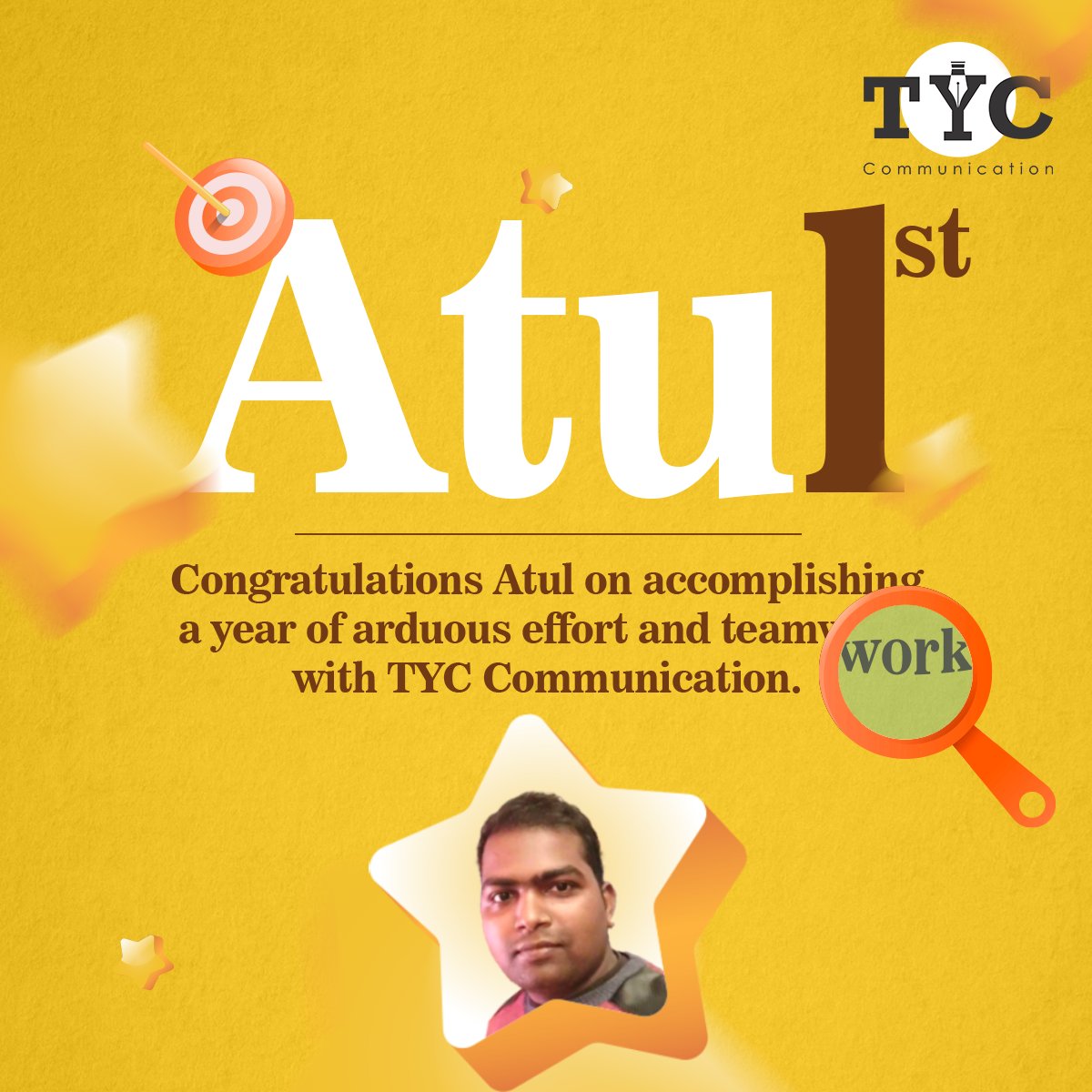 theyellowcoin's tweet photo. We are grateful to our Digi Guru Atul Yadav for his commitment and devotion. With our heartiest congratulations on his #firstworkanniversary, we wish him many more amazing years of work together. Congratulations Atul!

#TYCCommunication #WorkAnniversary https://t.co/m7DUtERGkS
