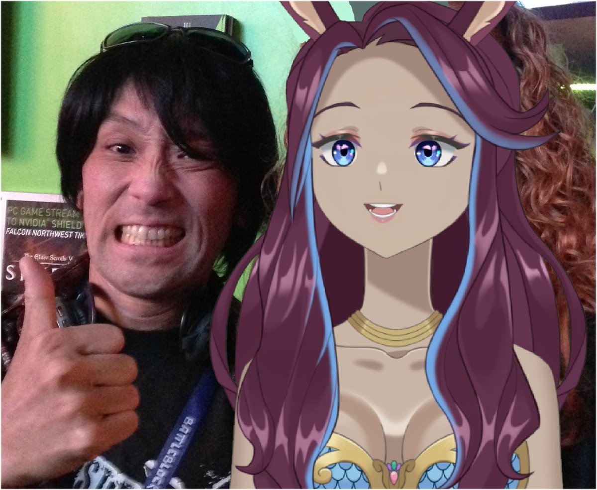 ErisandeVT's tweet photo. As requested, here is a picture of myself and Masayoshi Soken in 2013. He visited #PAXWest (along with others) for the #FFXIV ARR release. Was very cool to meet him on the show floor. #littlemerbun https://t.co/8OkreCDVfK