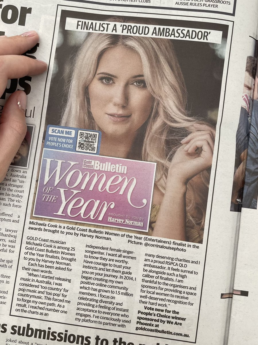 MicksOfficial's tweet photo. So honoured to be a finalist for #GoldCoast Women of the Year in the ‘Entertainers’ category! If you have a @couriermail / @dailytelegraph etc news #subscription you are eligible to vote so please please if you can, help by voting here: https://t.co/UpogX4FxNo https://t.co/JhfhePqvm8