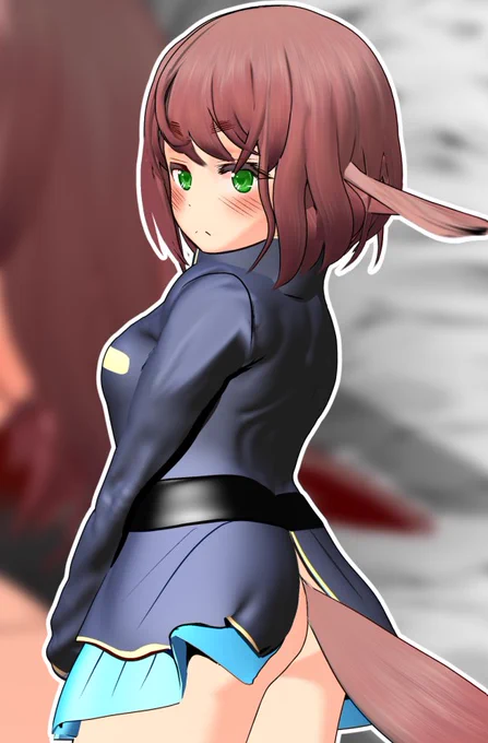 しっぽがあるので、スカートの後ろは基本、スリットになってます。エロいですね。 