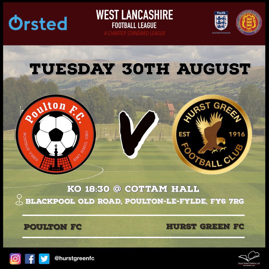 Hurst Green FC ⚫️⚪️🦅 (@hurstgreenfc) on Twitter photo ⚽️ GAME DAY | The final midweek game of August sees the first team travel to table topping <a href="/PoultonFC/">Poulton FC</a>
18.30 KO tonight with details ⬇️
🦅🦅 ⚽️ GAME DAY | The final midweek game of August sees the first team travel to table topping <a href="/PoultonFC/">Poulton FC</a>
18.30 KO tonight with details ⬇️
🦅🦅