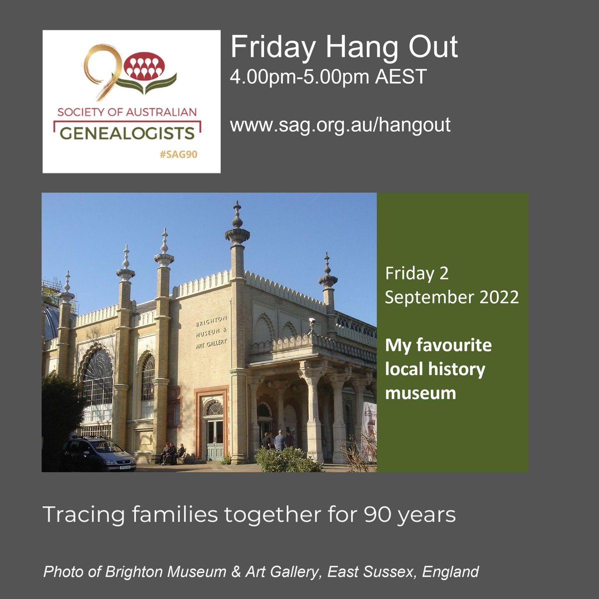 SocAustGen's tweet photo. At this Friday's Hang Out, we want stories of your local history museums - where you have gleaned information or perhaps volunteered your time in bringing a locality to life for others. FREE member event via https://t.co/7DGf8aIYpA
#SAG90 #genealogy #familyhistory #WeLoveMuseums https://t.co/xfoVdJ09eP