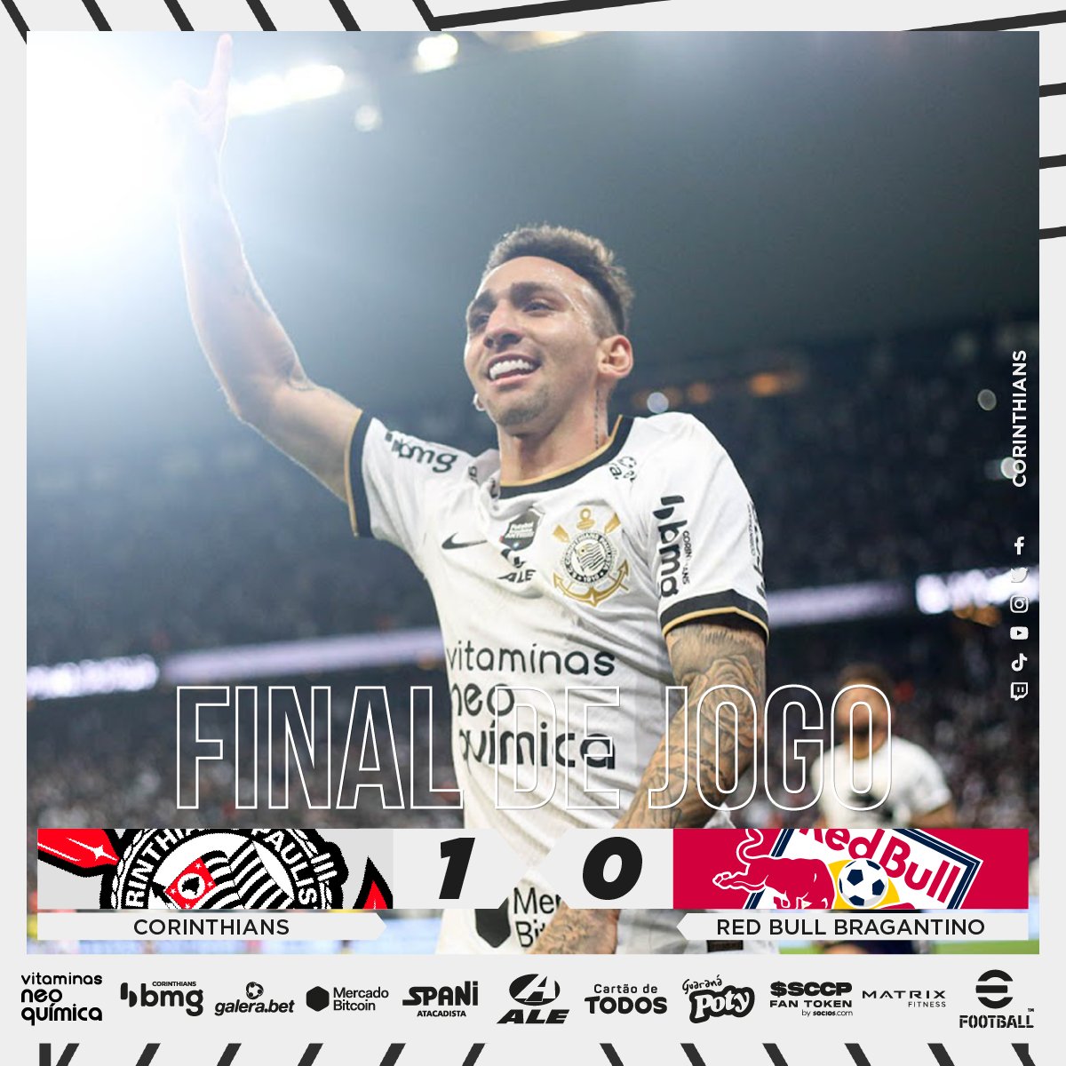 Corinthians on X: FIM DE JOGO! O Corinthians vence o Red Bull Bragantino  por 1 a 0 na @NeoQuimicaArena! ⚽ Gustavo Silva #DiaDeCorinthians  #VaiCorinthians  / X