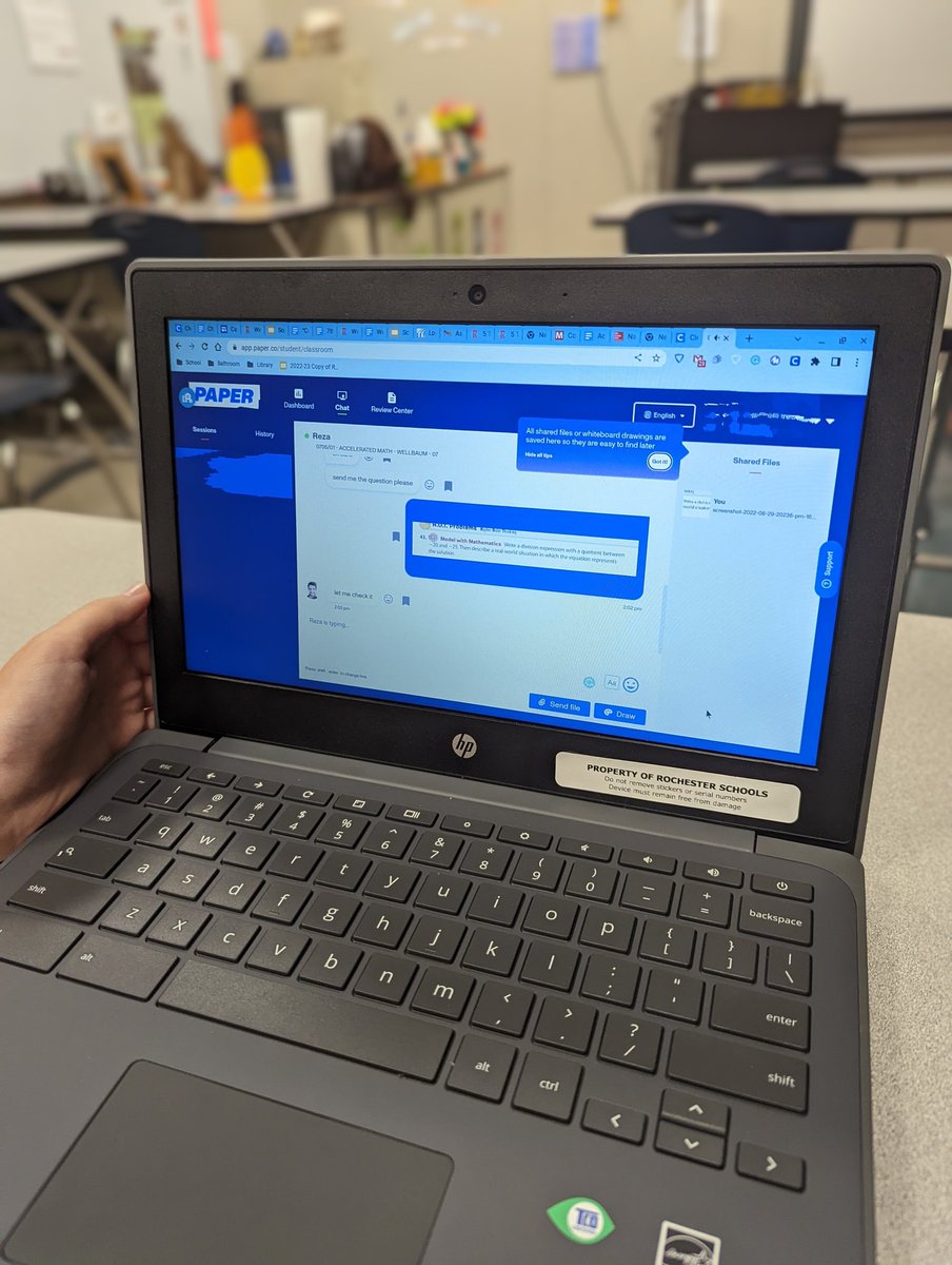 tsuejohnson's tweet photo. I was working with a student in math today, and I got stumped. Then I remembered we could use @paperlearning to help! What a great resource for our @RocketsCUSD3a students! #BlazingThePaperTrail https://t.co/37R3VJO3uJ