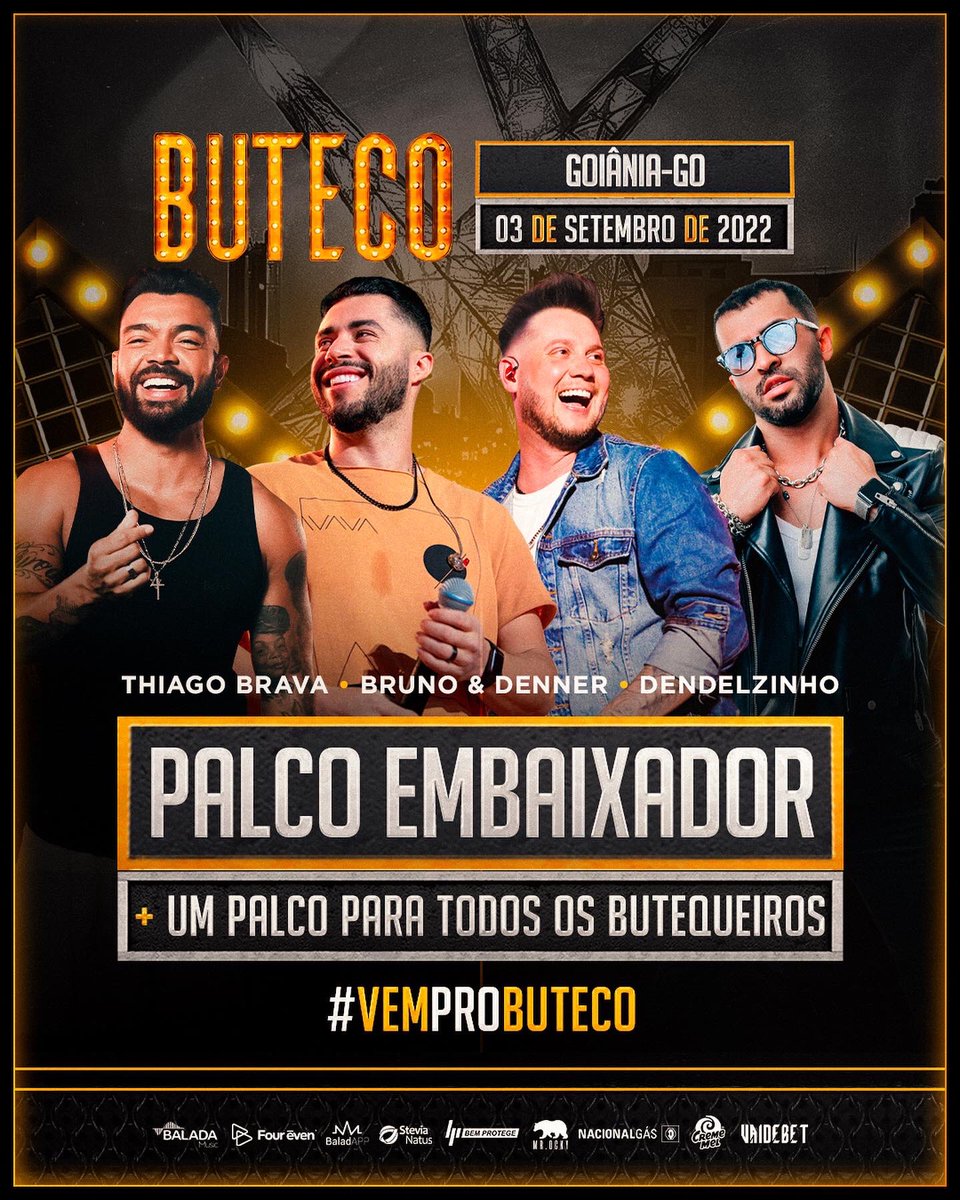 brunoedenner's tweet photo. É ISSO MESMO GOIÂNIA, estaremos juntos no #ButecoGyn!
Estaremos no PALCO EMBAIXADOR junto com nossos parceiros @ThiagoBrava e @Dendelzinho no Maior Buteco do Mundo, vai ser demais esperamos por vocês!!! https://t.co/8Fq9kCk62G