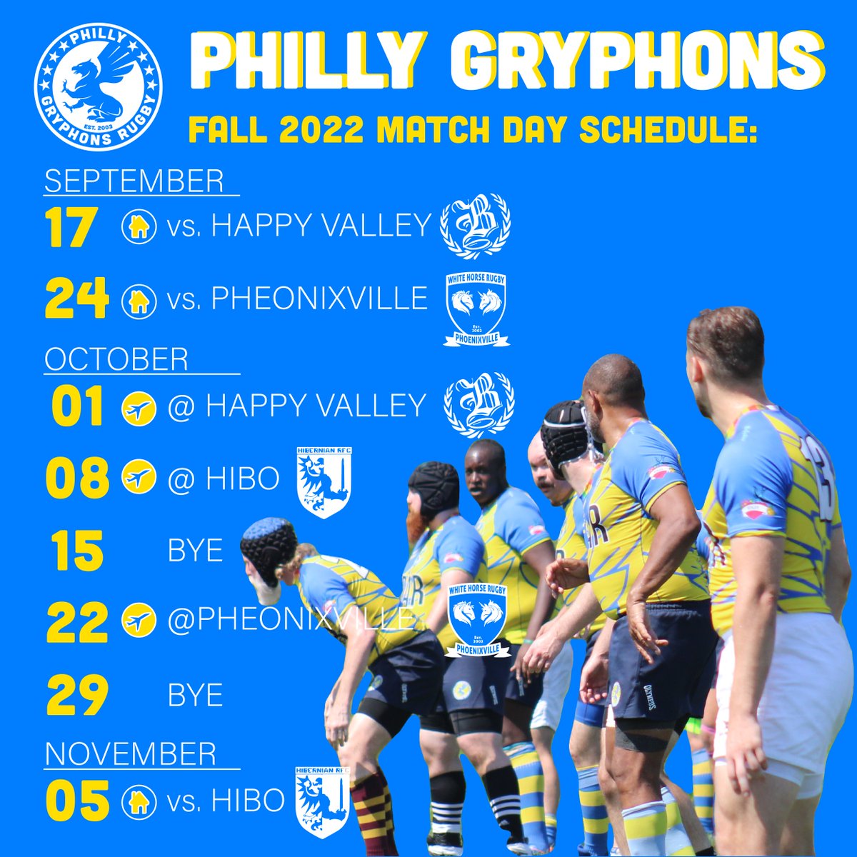 Mark your calendars and come support your favorite inclusive rugby team! Make sure to follow us on Facebook and check out our events page so you stay on top of all the details. We can't wait for these games and we hope to see you out there!

#EPRU #IGR #Inclusive #Rugby #LGBTQ
