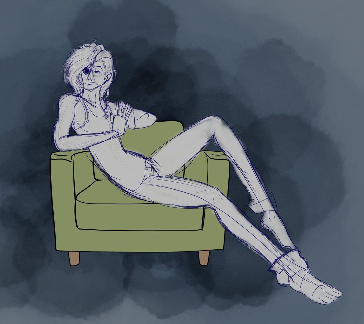 InkImp1's tweet photo. More lanky boi, this time not knowing how to properly sit on a chair.

Cyth is fun to practice things like this with, he's so noodley https://t.co/aJGhGVaROn