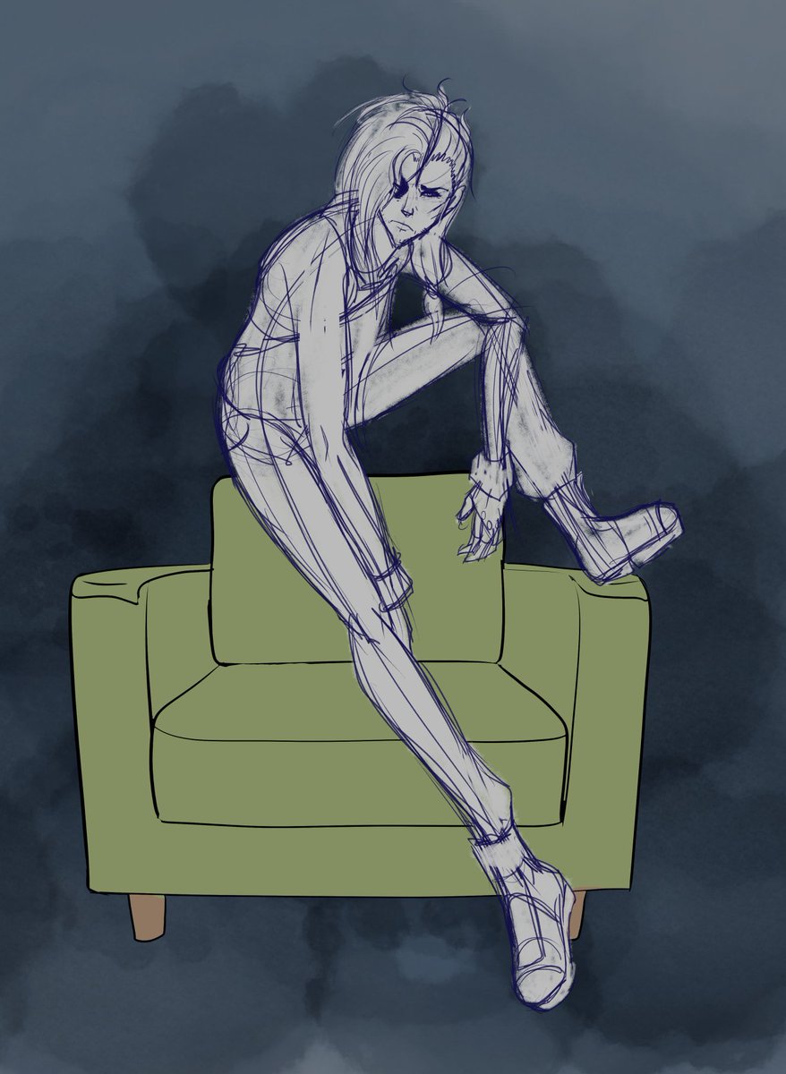 InkImp1's tweet photo. More lanky boi, this time not knowing how to properly sit on a chair.

Cyth is fun to practice things like this with, he's so noodley https://t.co/aJGhGVaROn