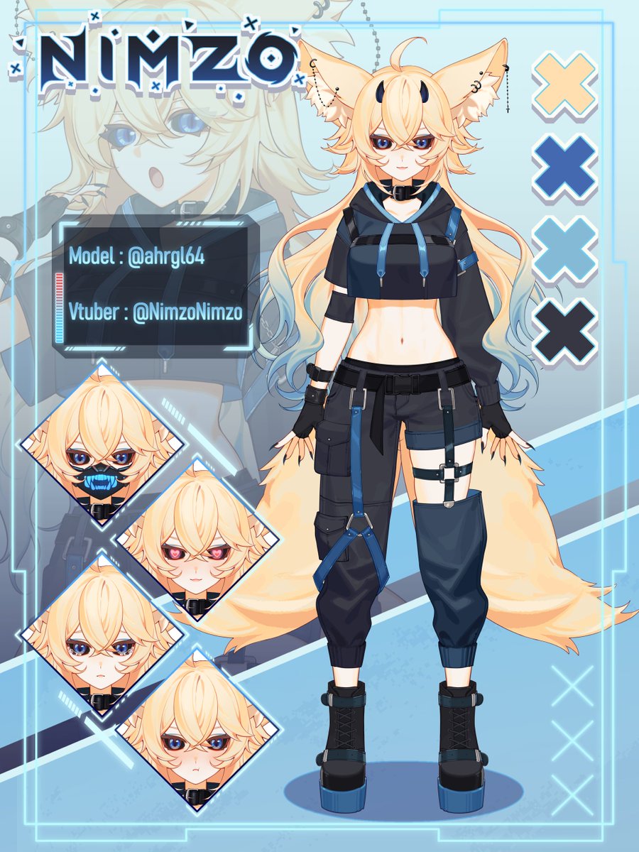 MaxxiMaxxiMaxxi's tweet photo. A expression sheet that my amazing artist mumma did for me as a surprise. Thank you @ahrgl64 I love it so much 😭💙🖤Thank you for making me so sexy 🙏🏻

Please go give them some love, they more than deserve praise and support and more! 🖤💙

#Vtuber #VtubersUprising #VtubersEN https://t.co/0MbSIYCu2d