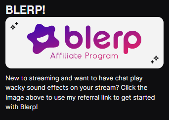 Vortexzz1's tweet image. So #Blerp is trusting me and my community by inviting me to their Affiliate Program! If your new to streaming and want to have your chat play some POG sound effects on your stream, use my referral link to get started! Thanks again Blerp! blerp.com/ref/vortexzz1