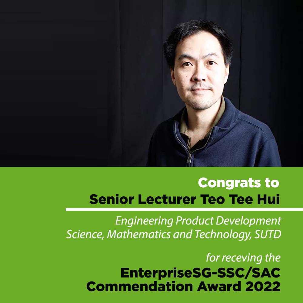 sutdsg's tweet photo. Setting the good standard - congrats to SUTD Senior Lecturer Teo Tee Hui for being awarded the EnterpriseSG-SSC/SAC Commendation Award for his contributions to the Singapore Standardisation Programme!

To learn more, visit https://t.co/Yr8xj2nUPs

#SUTDachievement #SUTDfaculty https://t.co/HOWoS4HcCj