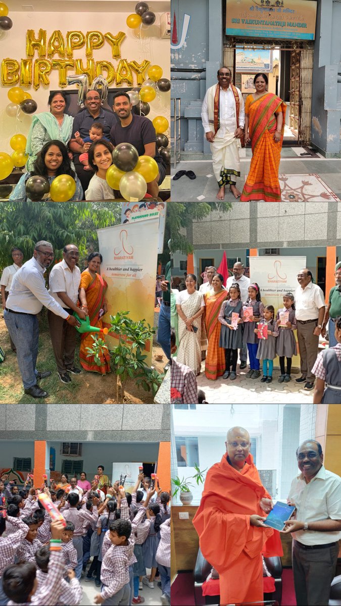 GRATITUDE to well wishers for the birthday wishes. If I have missed responding to any, please forgive me. Your wishes are valuable. The day started with a surprise celebration by family, followed by visit to temple, plantation, time with school children and blessings from Swamiji
