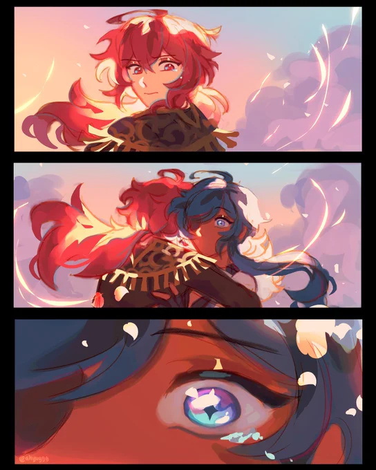 ❤️‍🩹Healing Embrace❤️‍🩹
[Familial!] "I'm..glad you're safe, Kaeya.."
•
#ragbros #kaeya #diluc 