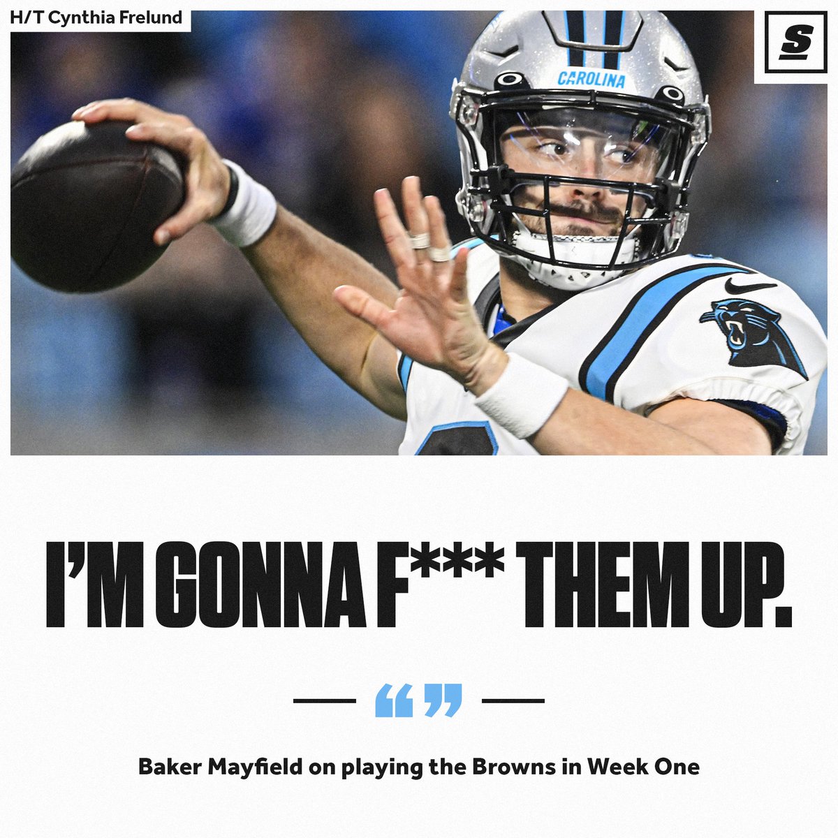 theScore's tweet photo. Baker Mayfield reportedly told a Bills sideline reporter he has revenge on his mind for Week One. 😳🤬 https://t.co/gMNN2NR3sn