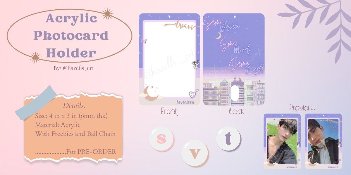 hazells_crt's tweet photo. 📢 ꒰ INTEREST CHECK / WTS ꒱ 💜

Is anyone interested if i open GO for this "Same Dream, Same Mind, Same Night" Acrylic Photocard Holder? estimated price 350 and below. 🥺💜

Please reply if you are interested. Need 10+ pre-orders to push through 🥰

*HELP RT https://t.co/aol02uUIR9