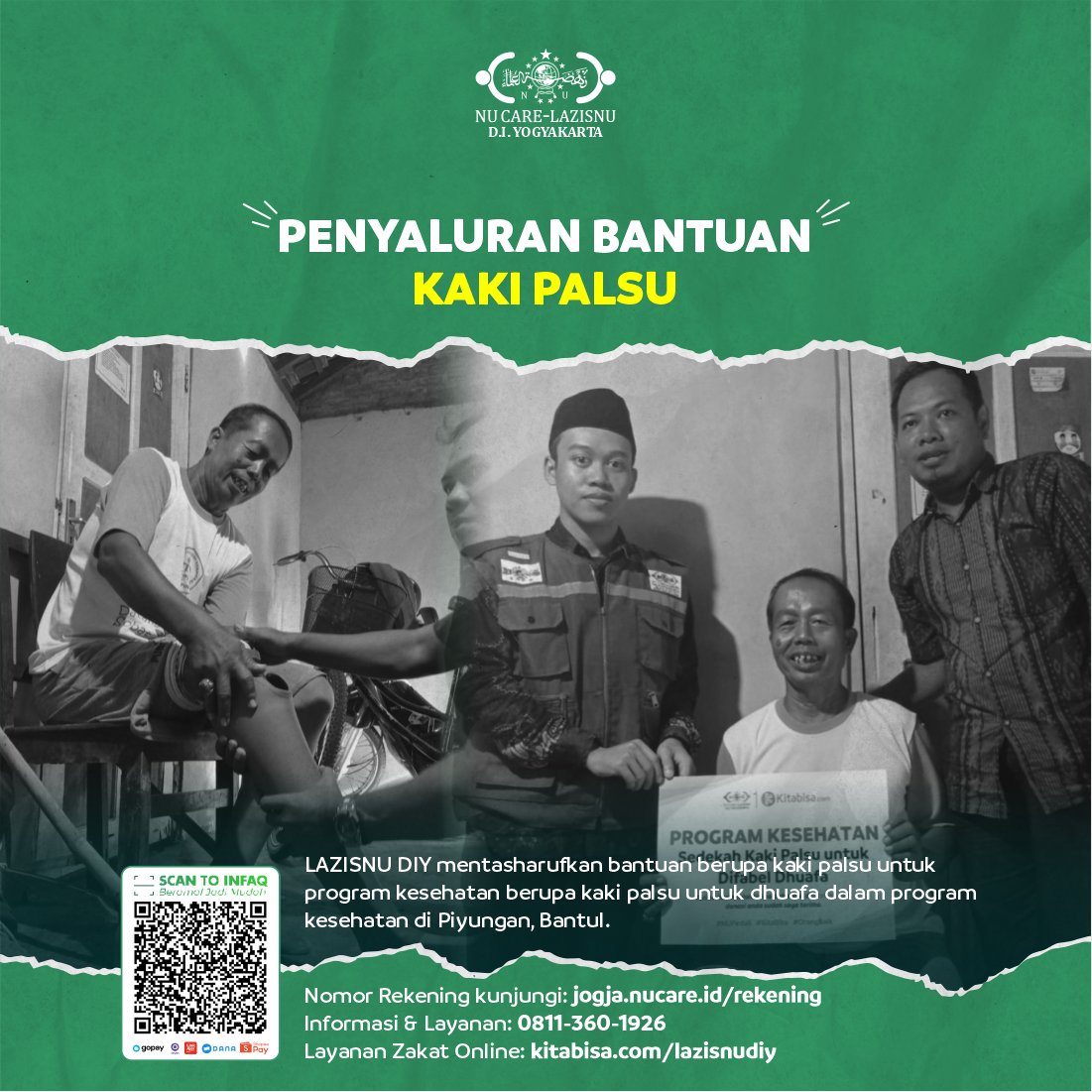 lazisnu_diy's tweet photo. Alhamdulillah berkat sedekah dan infaq dari para donatur, banyak masyarakat yang mendapatkan manfaat. Salah satunya Bapak Suroso (53) yang dapat tersenyum karena telah memiliki kaki palsu.

#lazisnudiy #difabel #sedekah #infaq https://t.co/lUVxkpiWjF