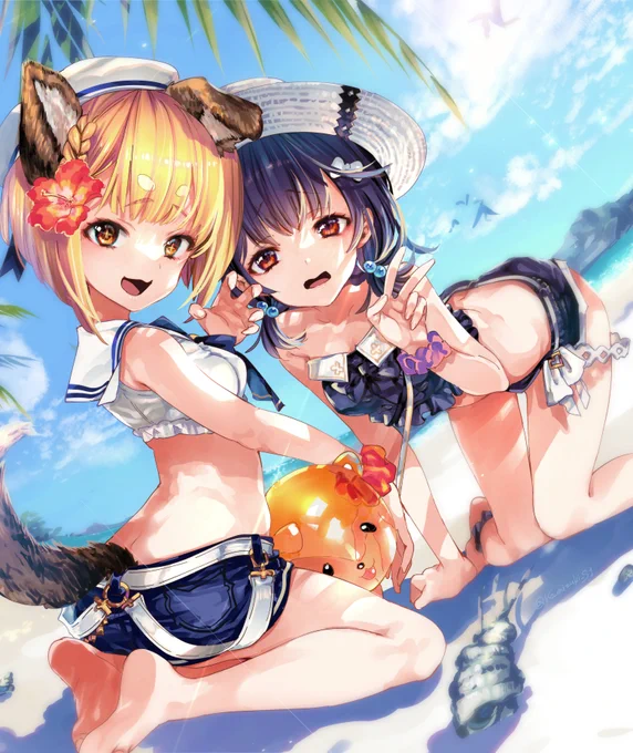 グラブルくん今年最後の水着ピック中なので🐶🐭祈願 