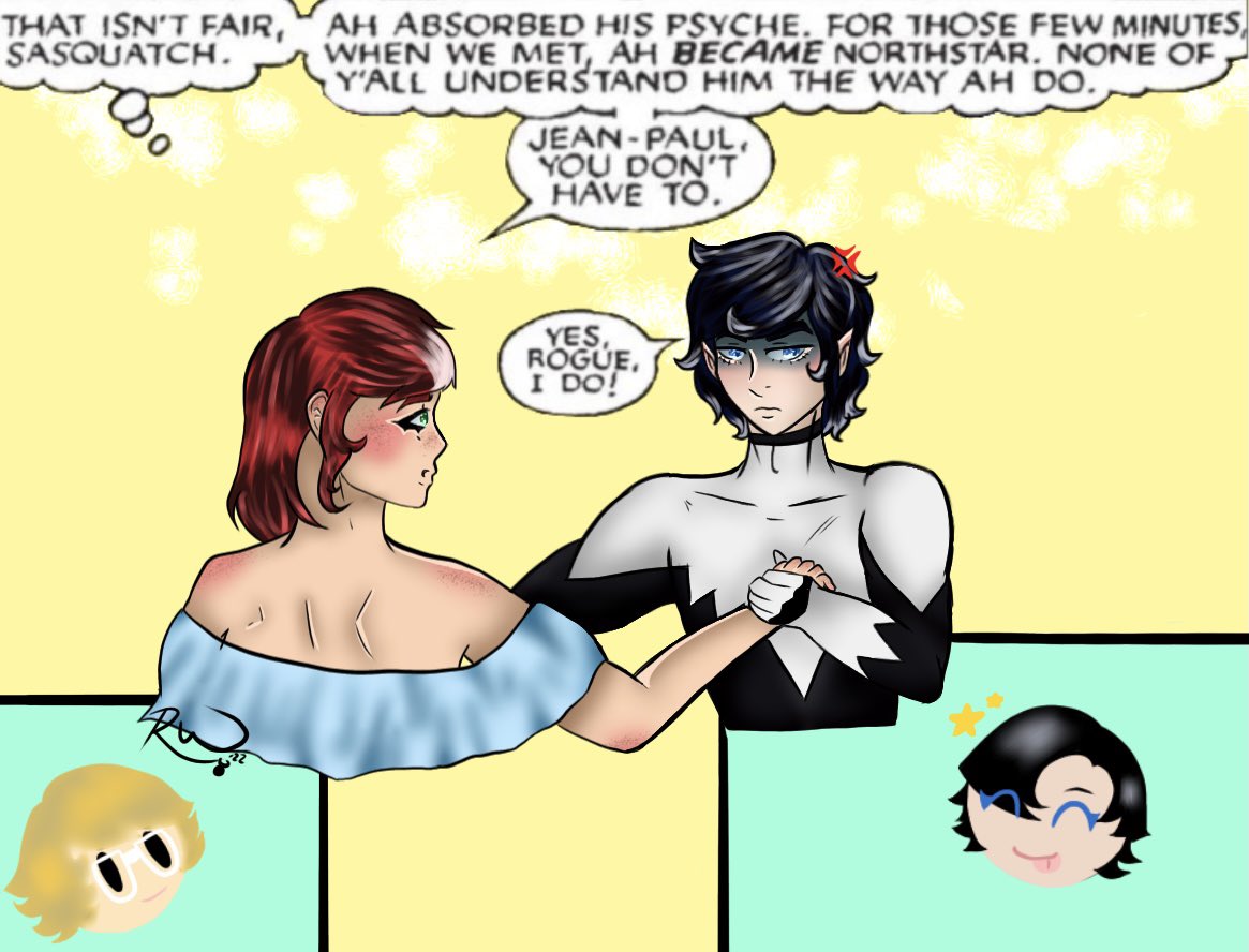 northstararia's tweet photo. Oop sorry for not postin in forever but heres the redraw i promised! #xmencomics #xmen #annamarielebeau #jeanpaulbeaubier #marvelrogue #marvelnorthstar #rogue #northstar #redraw #digitalart #commissionsopen #artistsontwitter #comicredraw https://t.co/uNh75tbTRG