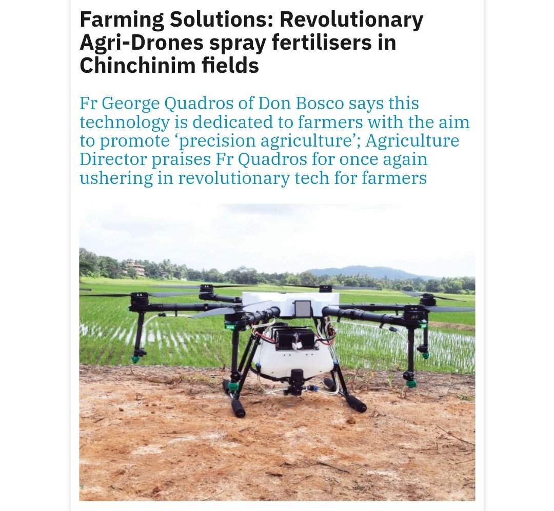 #FarmingSolutions: Revolutionary Agri-#Drones spray #fertilisers in Chinchinim #fields
Read:heraldgoa.in/Goa/Farming-So…

#Goa #News #Headlines