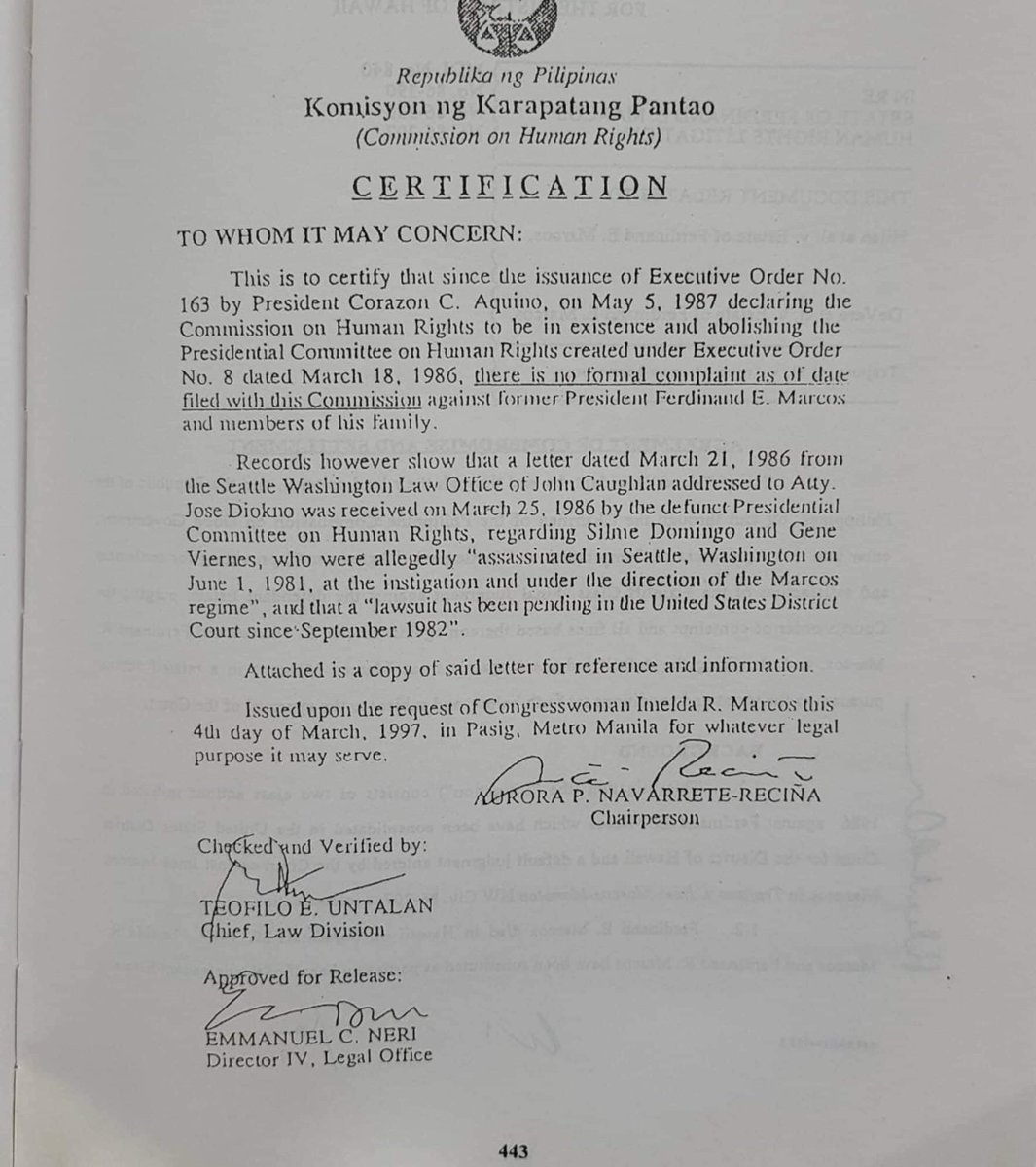aicragleoj's tweet photo. Documented truth that no Human Rights cases was ever filed against the Marcoses. https://t.co/eeNJwL0qCL